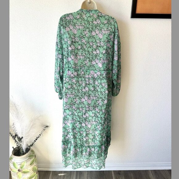 Anthropologie Muche Et Muchette M-L Green Floral Ruffled Duster Kimono Cover Up - Picture 11 of 12